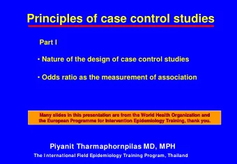 Principles of case control studies  Part I  Nature of the design of case control studies