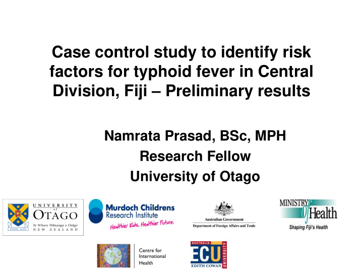 case control study to identify risk factors for typhoid