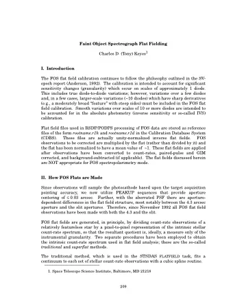 Faint Object Spectrograph Flat Fielding Charles D. (Tony) Keyes 1  I.  Introduction  The FOS flat