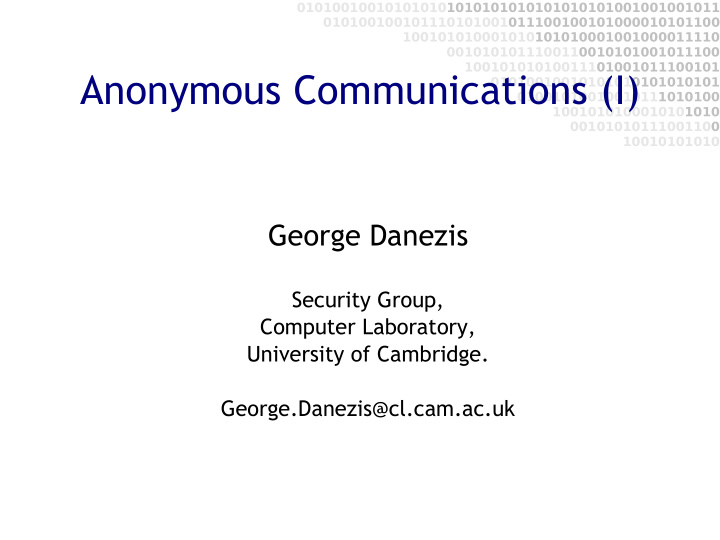 anonymous communications i