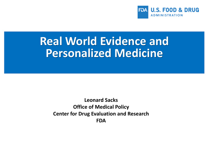 real world evidence and personalized medicine