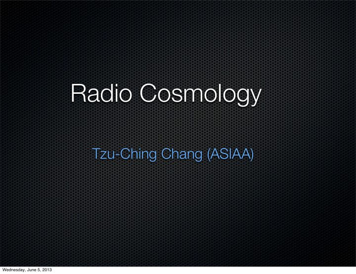 radio cosmology