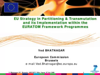 EU Strategy in Partitioning &amp; Transm utation  and its I m plem entation w ithin the  EURATOM