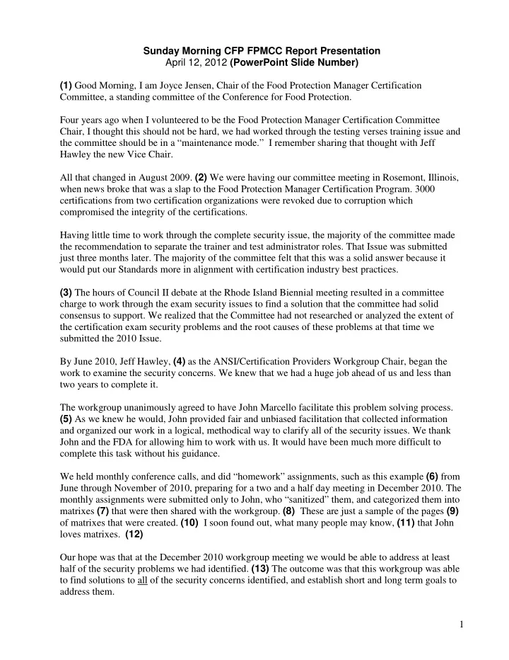 sunday morning cfp fpmcc report presentation april 12