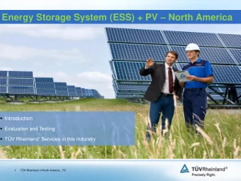 Energy Storage System (ESS) + PV  North America  Introduction  Evaluation and Testing
