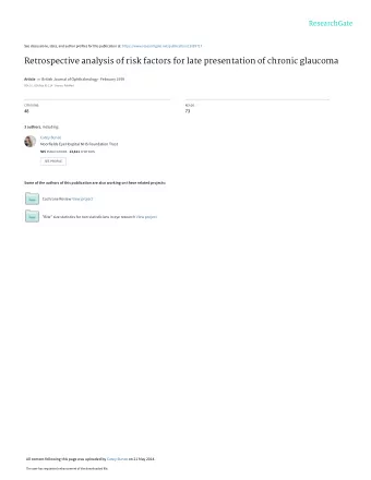Retrospective analysis of risk factors for late presentation of chronic glaucoma Article in British