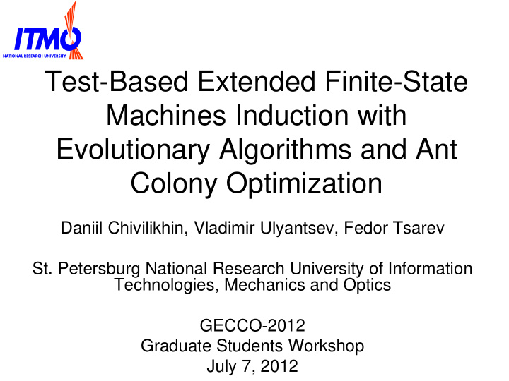 test based extended finite state machines induction with