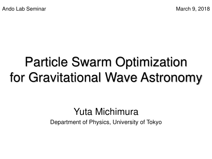 particle swarm optimization for gravitational wave