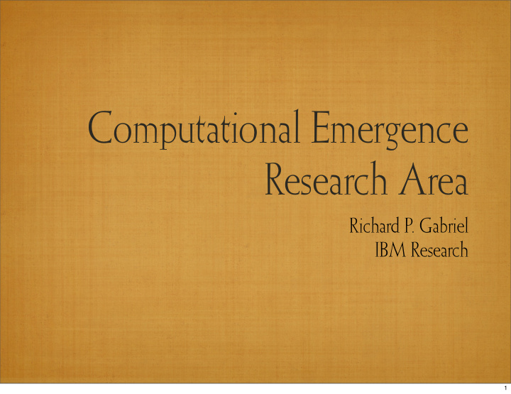 computational emergence research area