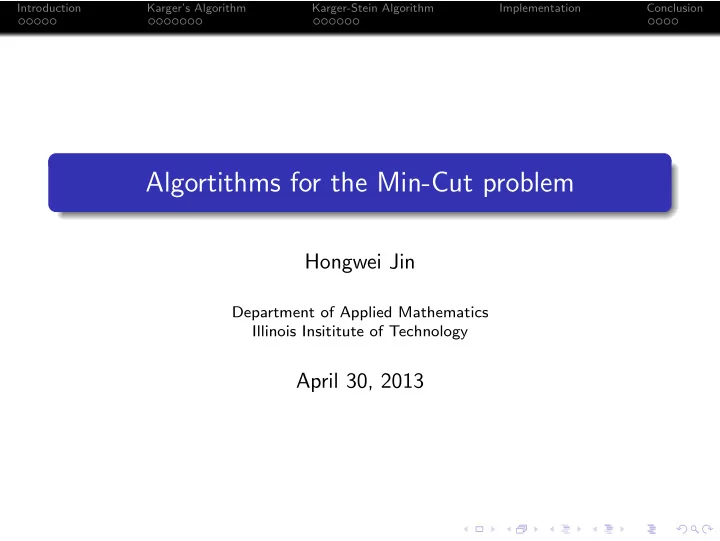 algortithms for the min cut problem