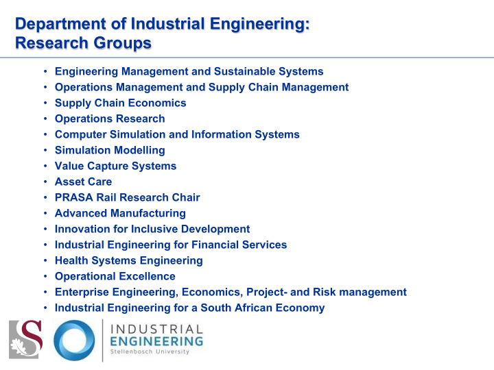 department of industrial engineering research groups