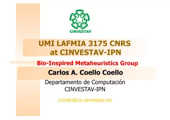 Carlos A. Coello Coello  Departamento de Computacin  CINVESTAV-IPN  ccoello@cs.cinvestav.mx