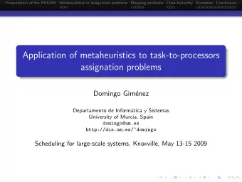 Application of metaheuristics to task-to-processors  assignation problems  Domingo Gim  enez