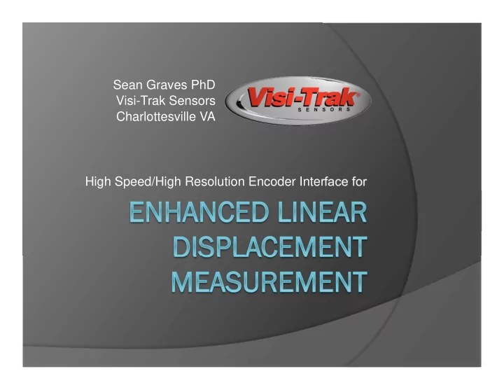 sean graves phd visi trak sensors charlottesville va high