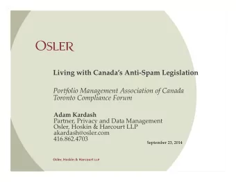 Living with Canadas Anti  Spam Legislation Portfolio Management Association of Canada Toronto