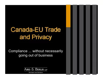 Compliance ... without necessarily  going out of business  Personal Information Protection and