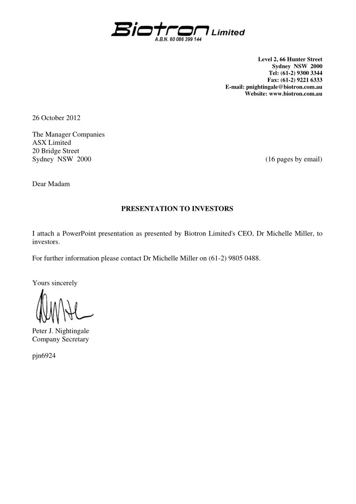 26 october 2012 the manager companies asx limited 20