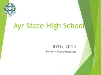 Ayr State High School  BYOx 2015  Parent Presentation  Session Aims  Explain the benefits of