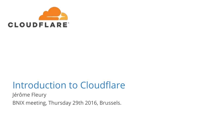 introduction to cloudflare