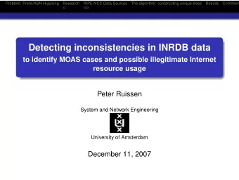 Detecting inconsistencies in INRDB data  to identify MOAS cases and possible illegitimate Internet