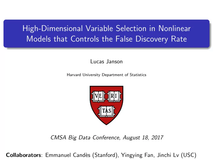 high dimensional variable selection in nonlinear models