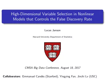 High-Dimensional Variable Selection in Nonlinear  Models that Controls the False Discovery Rate