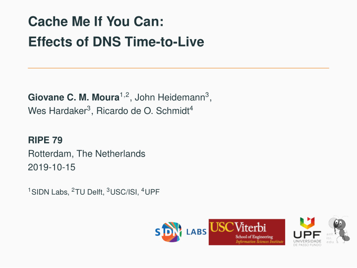 cache me if you can effects of dns time to live