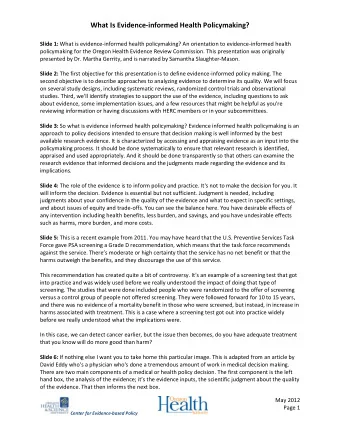 What Is Evidence-informed Health Policymaking? Slide 1: What is evidence-informed health