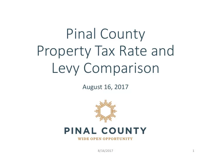 pinal county property tax rate and levy comparison