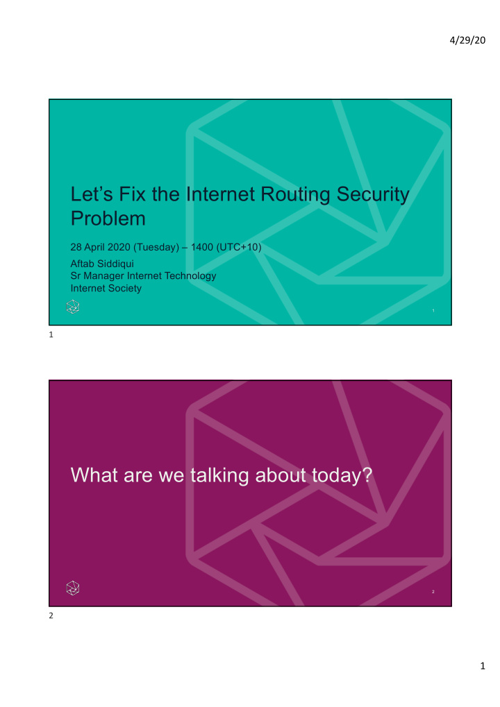 let s fix the internet routing security problem