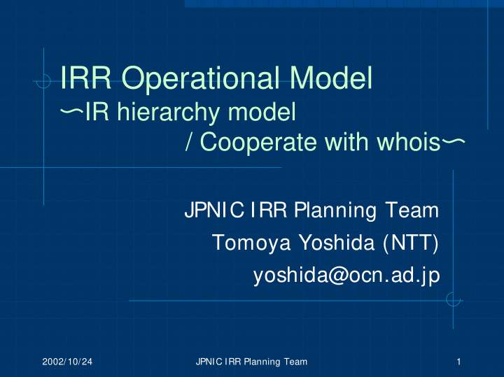 irr operational model
