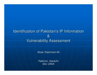 Identification of Pakistan  s IP Information  s IP Information  Identification of Pakistan