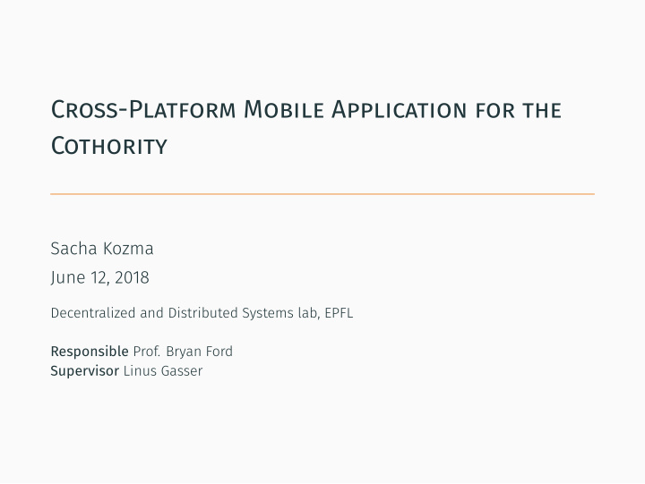 cross platform mobile application for the cothority