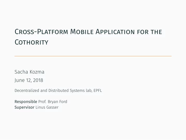 cross platform mobile application for the cothority