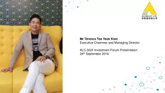 Investor Presentation  1  Disclaimer  This presentation may contain forward-looking statements