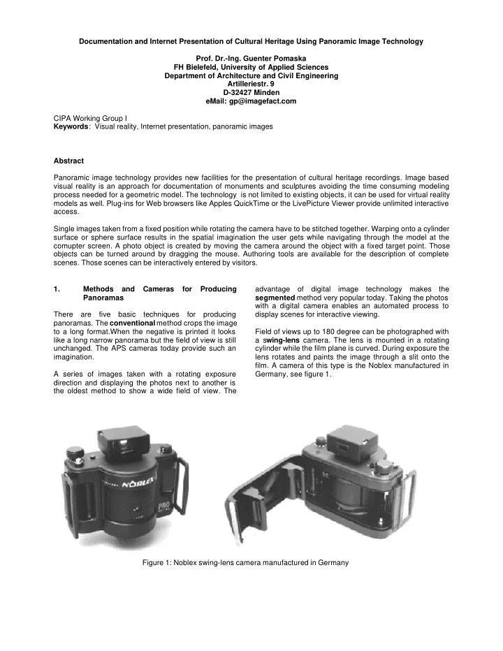 documentation and internet presentation of cultural