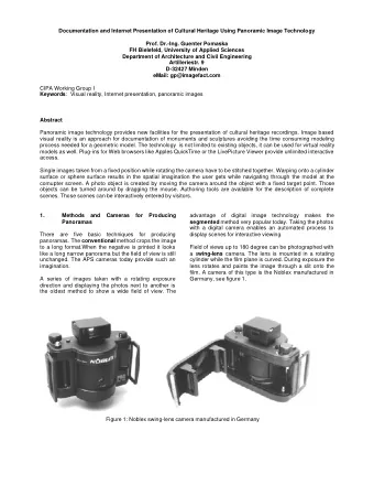Documentation and Internet Presentation of Cultural Heritage Using Panoramic Image Technology