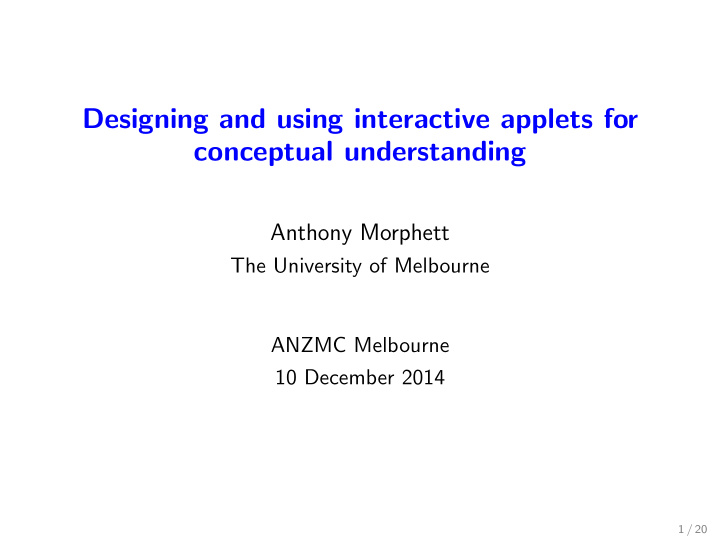 designing and using interactive applets for conceptual