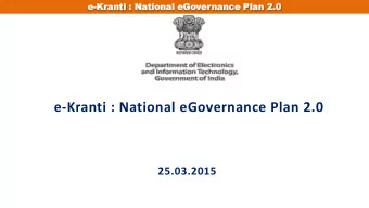 25.03.2015  e-Kr  Kran  anti  ti :  : Na  Nationa  tional  l eGo  eGover  erna  nanc  nce  e Plan