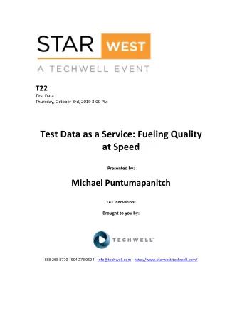 Test  Data  as  a  Service:  Fueling  Quality    at  Speed