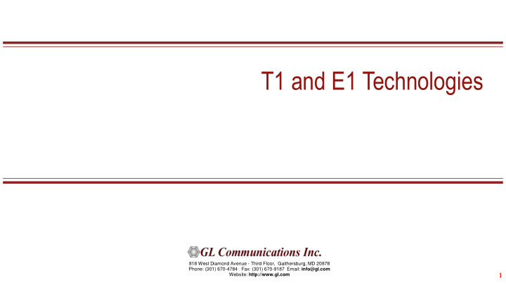 t1 and e1 technologies