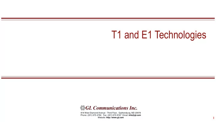 t1 and e1 technologies