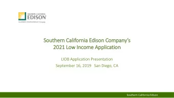 2021 Low In  Income Appli  lication  LIOB Application Presentation  September 16, 2019   San Diego,