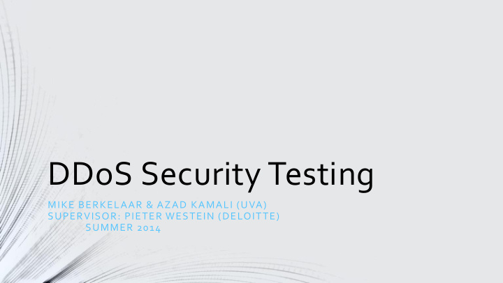 ddos security testing