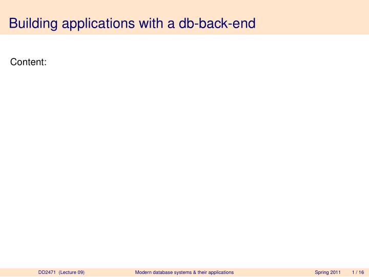 building applications with a db back end