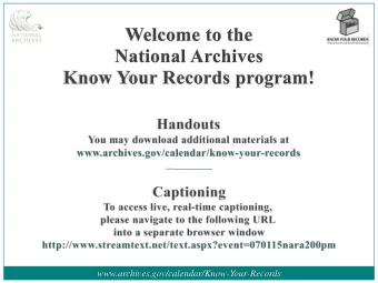www.archives.gov/calendar/Know-Your-Records  The National Archives and Records Administration