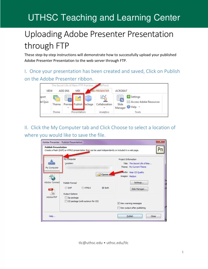 uploading adobe presenter presentation through ftp
