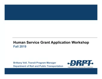 Human Service Grant Application Workshop  Fall 2019  Brittany Voll, Transit Program Manager