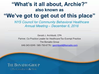 Whats it all about, Archie?  also known as Weve got to get out of this place  NYS