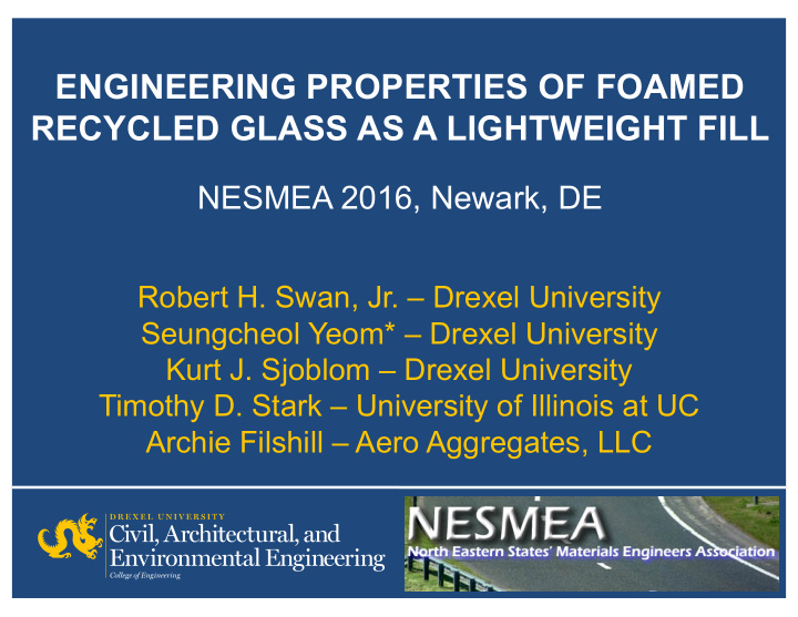 engineering properties of foamed recycled glass as a